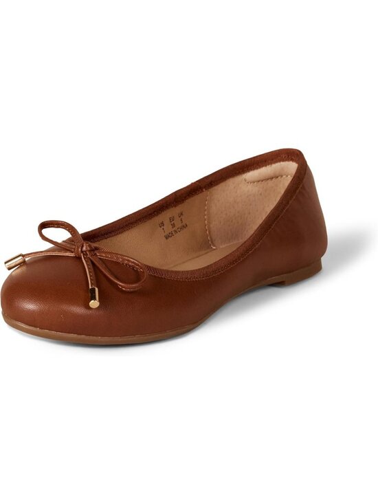 Shoes - Women's Tan 1/4 Inch Heel Comfortable Round Toe Imported Ballet Flats`